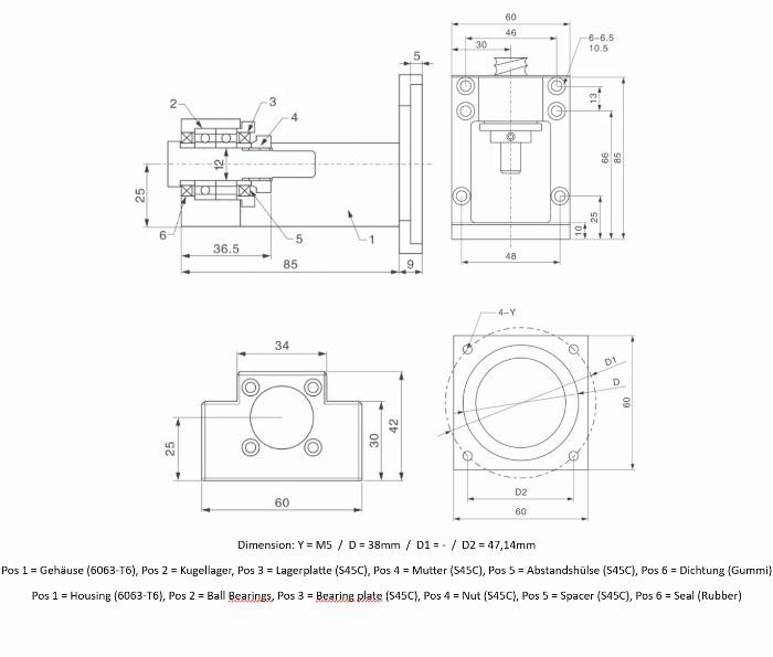 Fixed bearing BF12-57 incl. engine Mount NEMA23