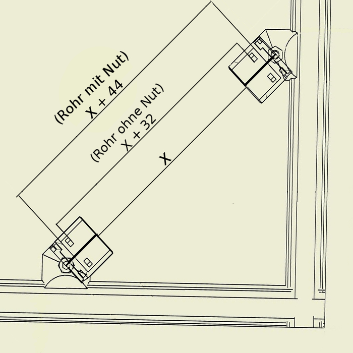 45° connector for circular tube 28mm